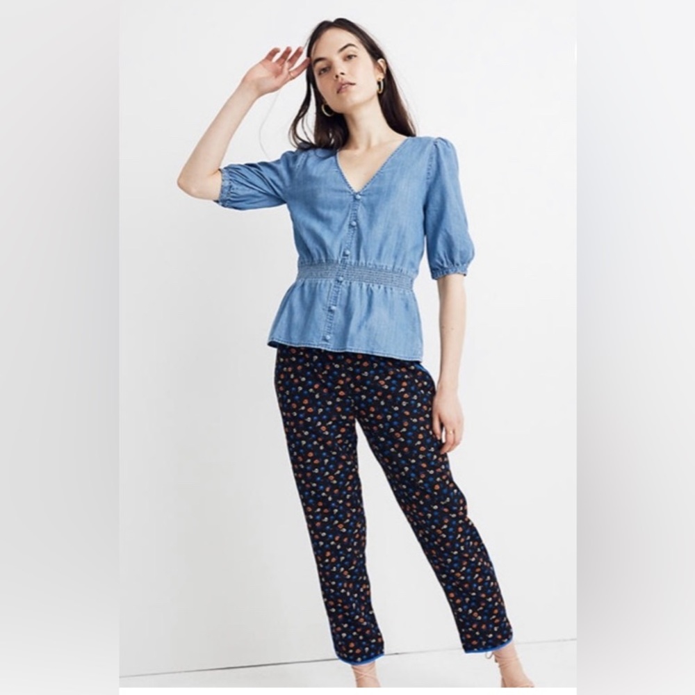 Madewell Denim Smocked-Waist Top